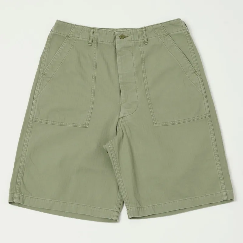 orSlow Herringbone Twill Fatigue Shorts - Green sold by Son of a Stag