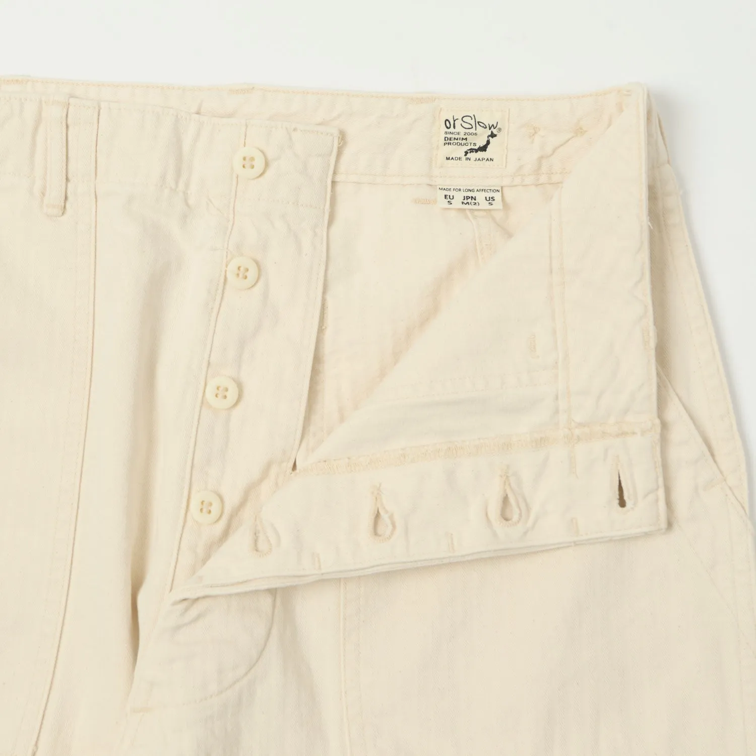 orSlow Herringbone Twill Lightweight Fatigue Pants - Ecru sold by Son of a Stag product image thumbnail 4