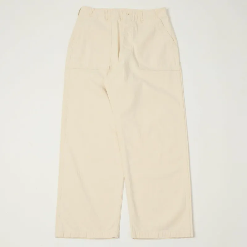 orSlow Herringbone Twill Lightweight Fatigue Pants - Ecru sold by Son of a Stag