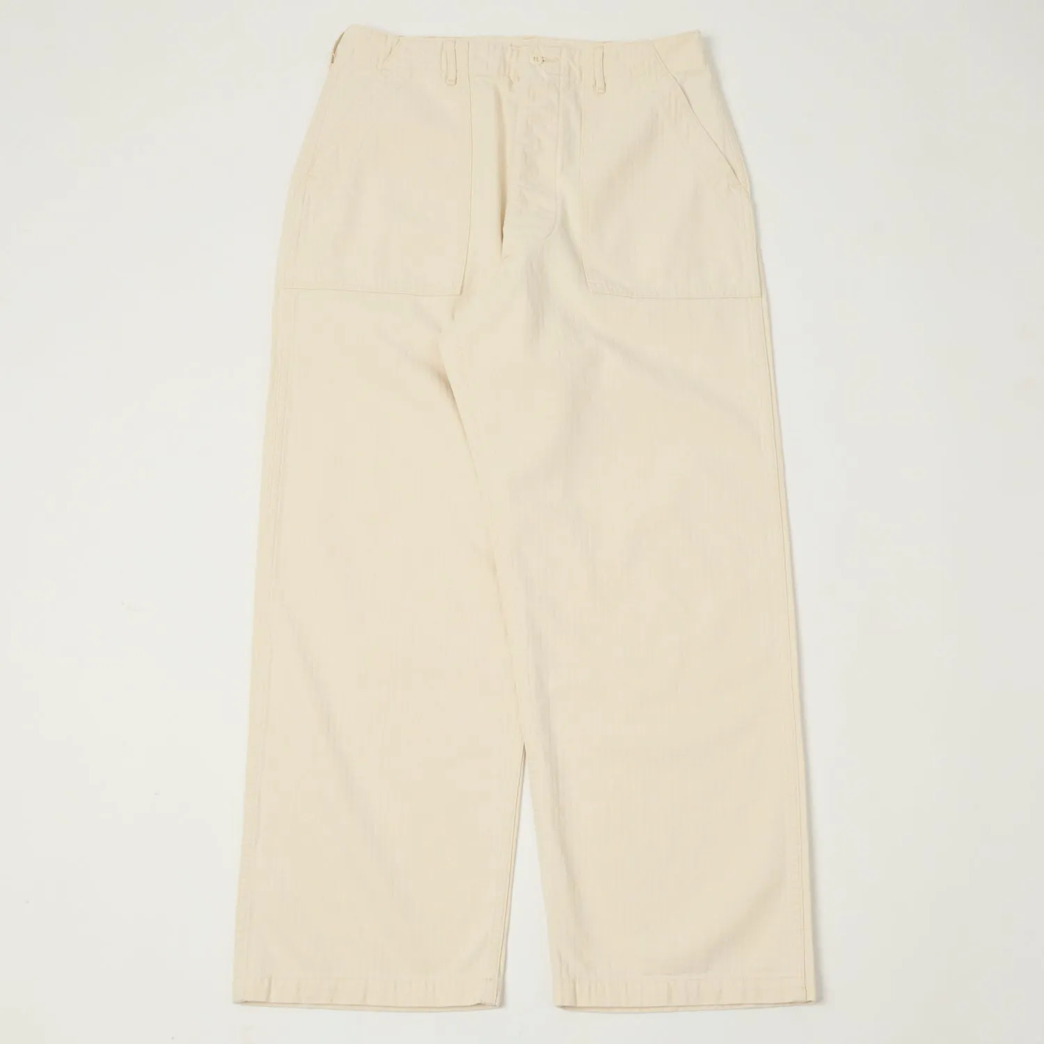 orSlow Herringbone Twill Lightweight Fatigue Pants - Ecru sold by Son of a Stag