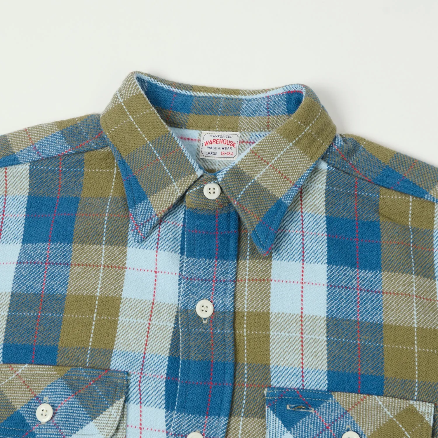 Warehouse & Co 3104 Plaid Flannel Shirt - Blue/Khaki sold by Son of a Stag product image thumbnail 2
