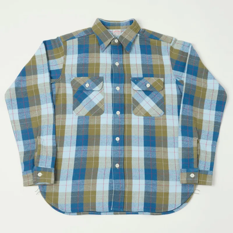 Warehouse & Co 3104 Plaid Flannel Shirt - Blue/Khaki made by WAREHOUSE & CO.