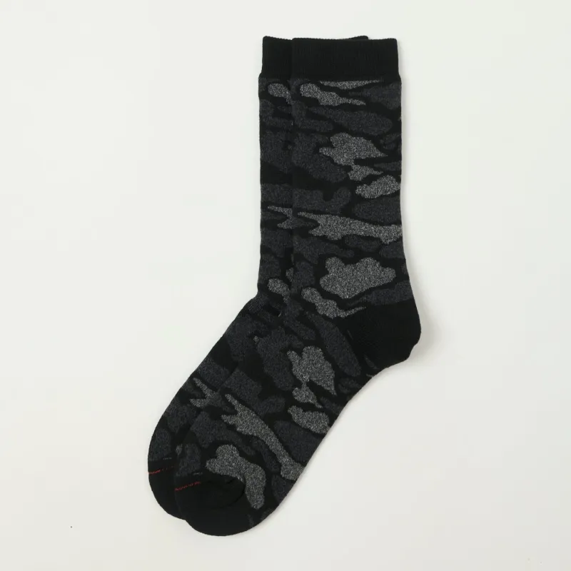 RoToTo Pile Camo Crew Sock - Black made by ROTOTO