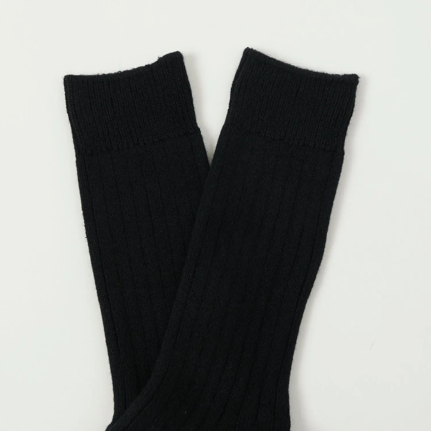 RoToTo Cotton Wool Ribbed Crew Sock - Black sold by Son of a Stag product image thumbnail 2