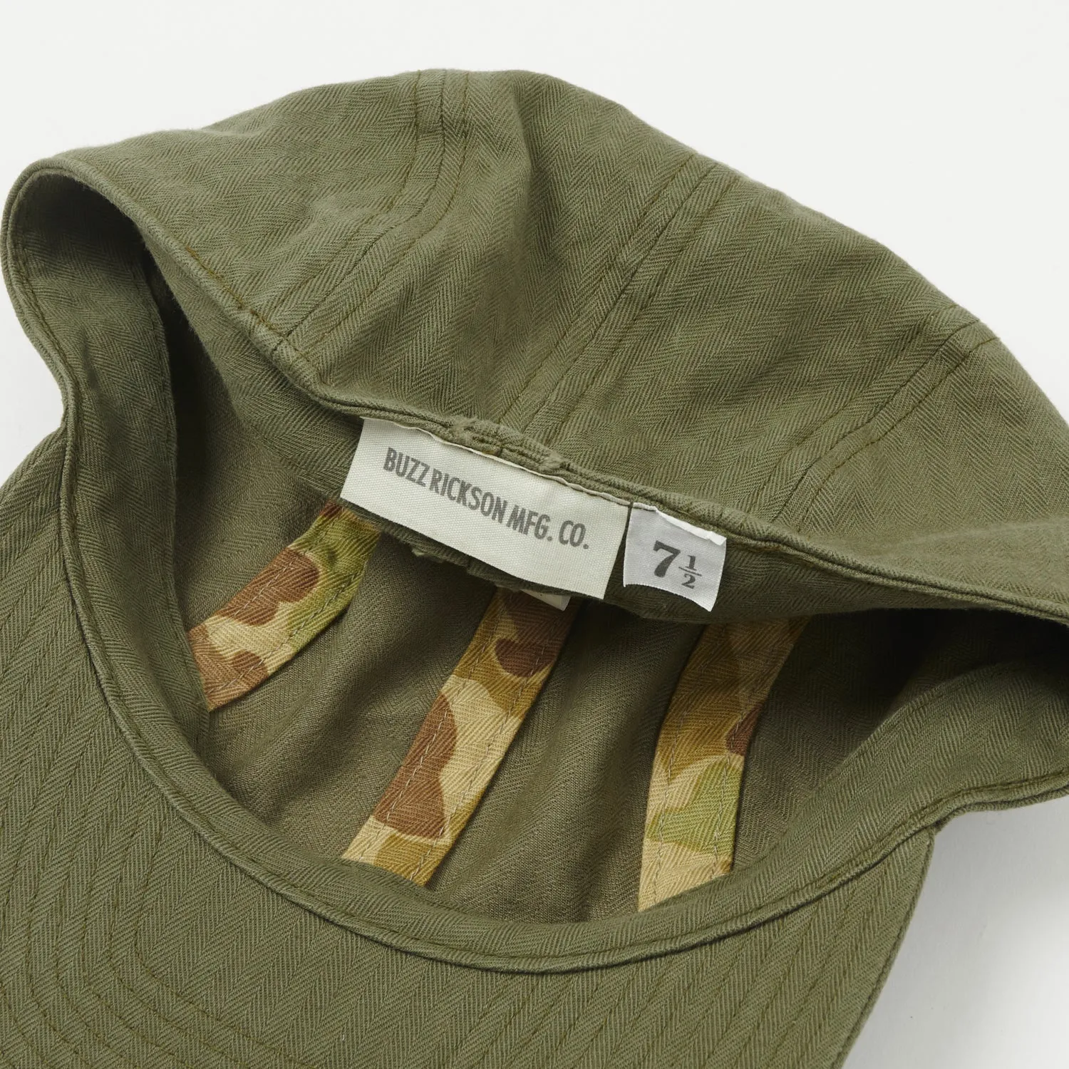 Buzz Rickson's U.S. Navy Civilian Model Herringbone Cap - Olive sold by Son of a Stag product image thumbnail 3