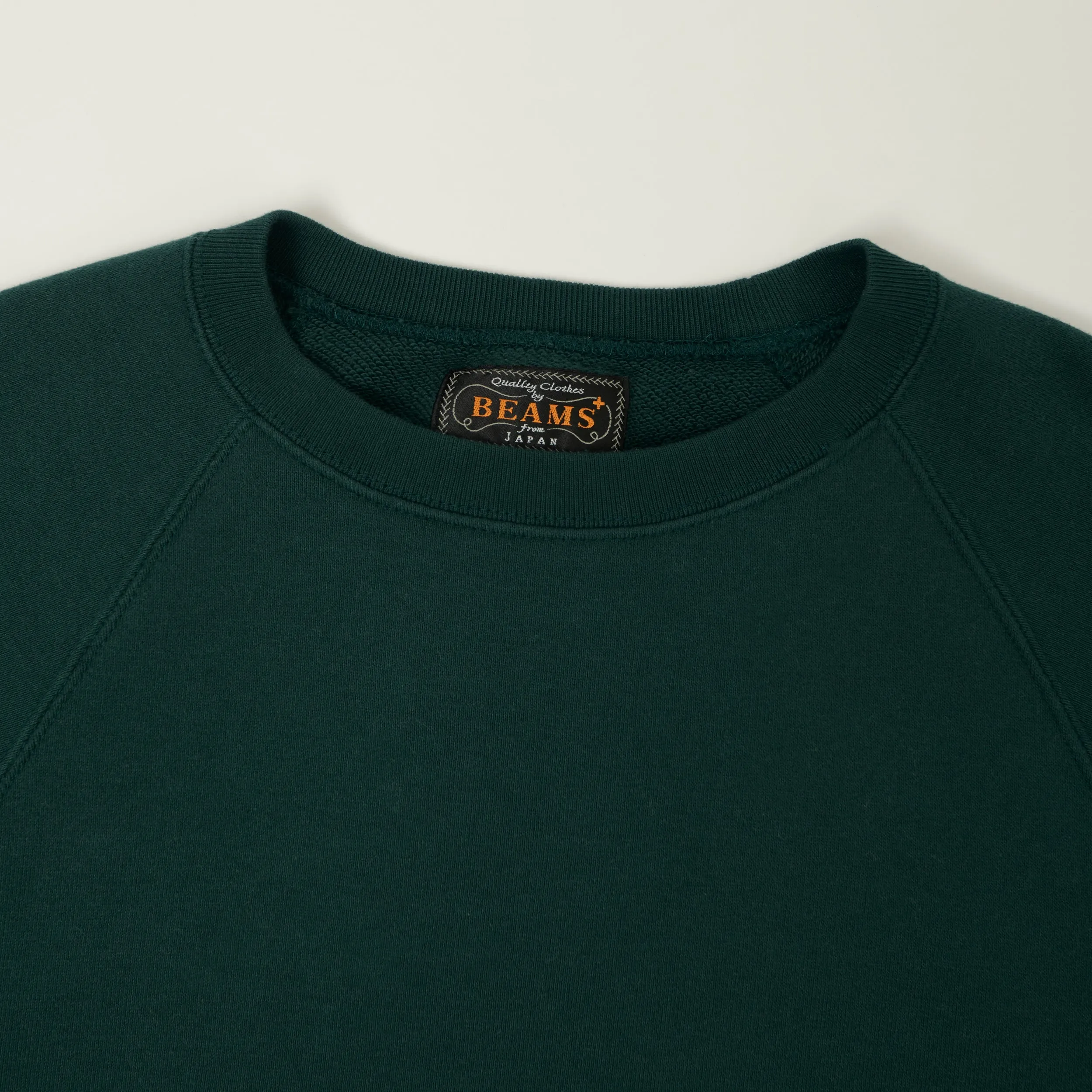 Beams Plus Cut Off Sleeve Raglan Sweatshirt - Dark Green sold by Son of a Stag product image thumbnail 2