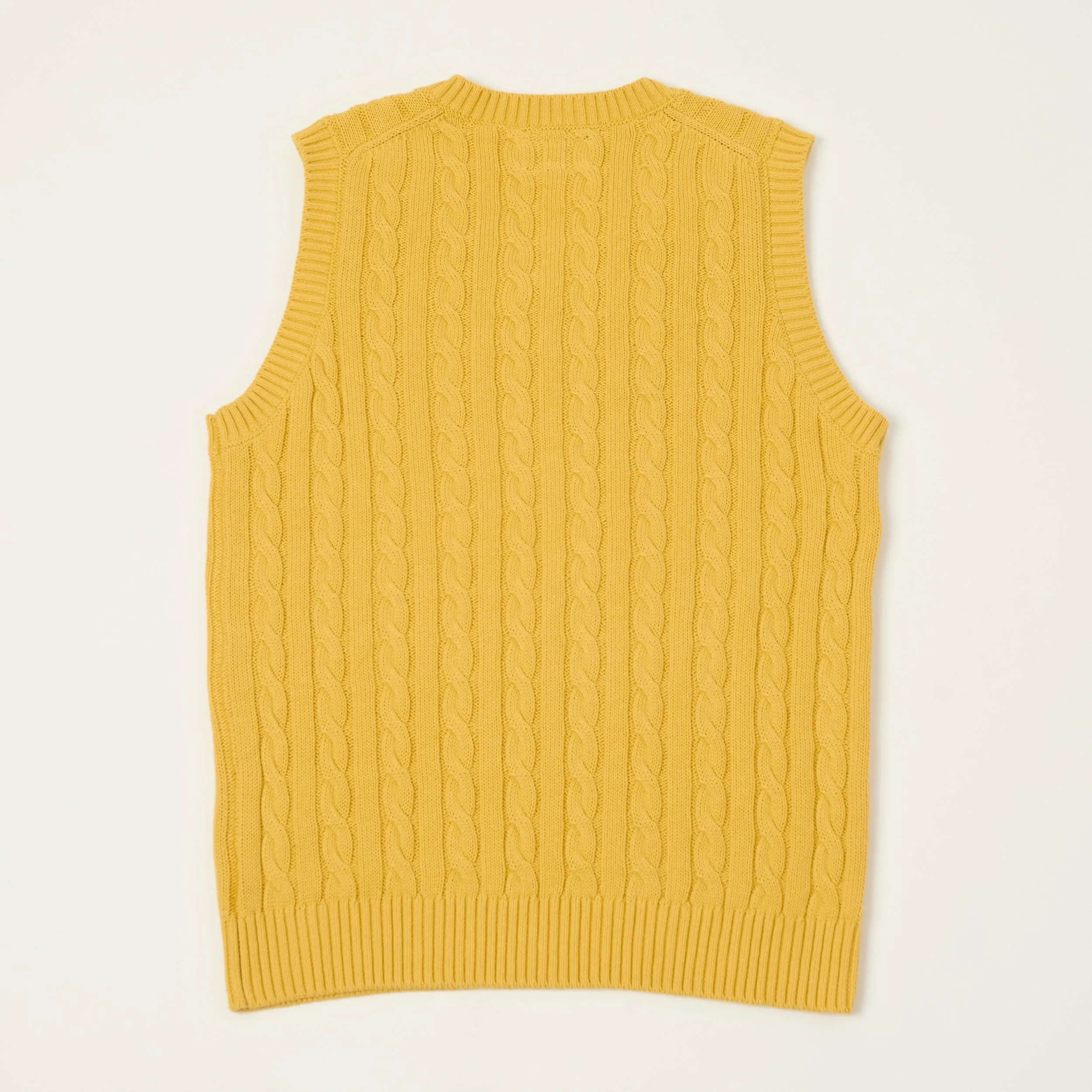 Beams Plus Cable Knit Vest - Yellow sold by Son of a Stag product image thumbnail 4