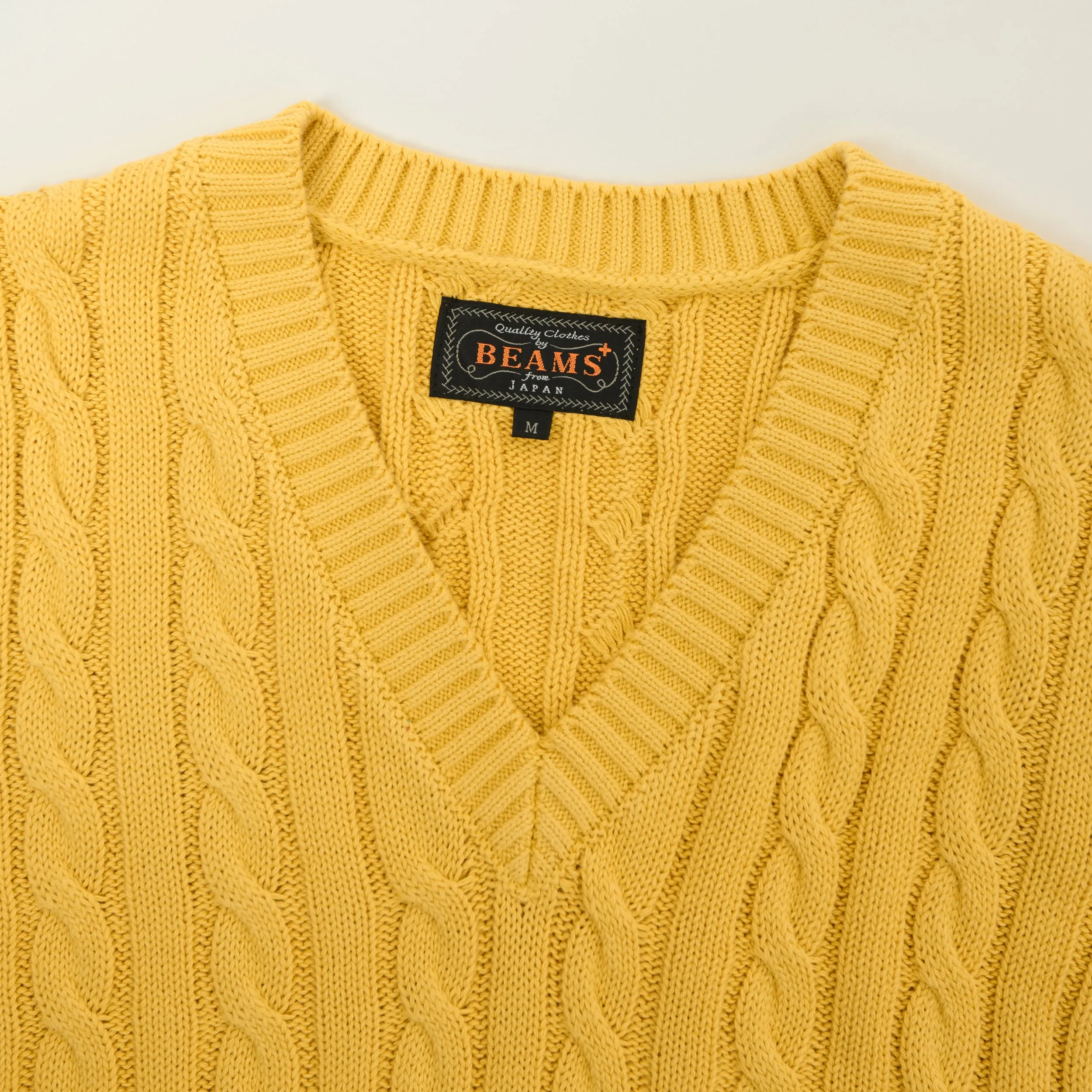 Beams Plus Cable Knit Vest - Yellow sold by Son of a Stag product image thumbnail 2