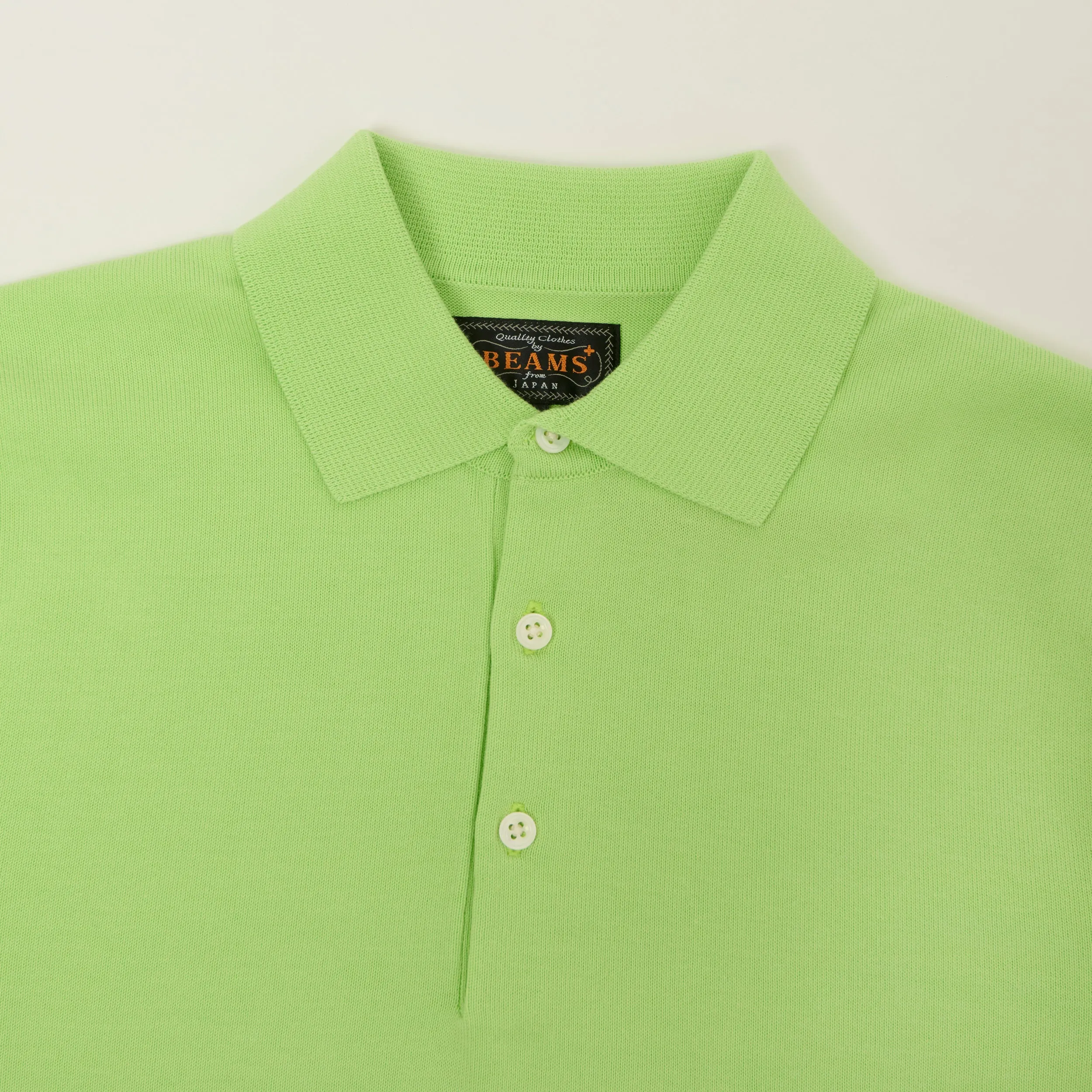 Beams Plus Lightweight Knit Polo Shirt - Light Green sold by Son of a Stag product image thumbnail 2