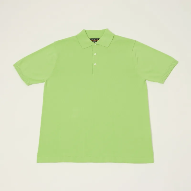 Beams Plus Lightweight Knit Polo Shirt - Light Green made by BEAMS PLUS