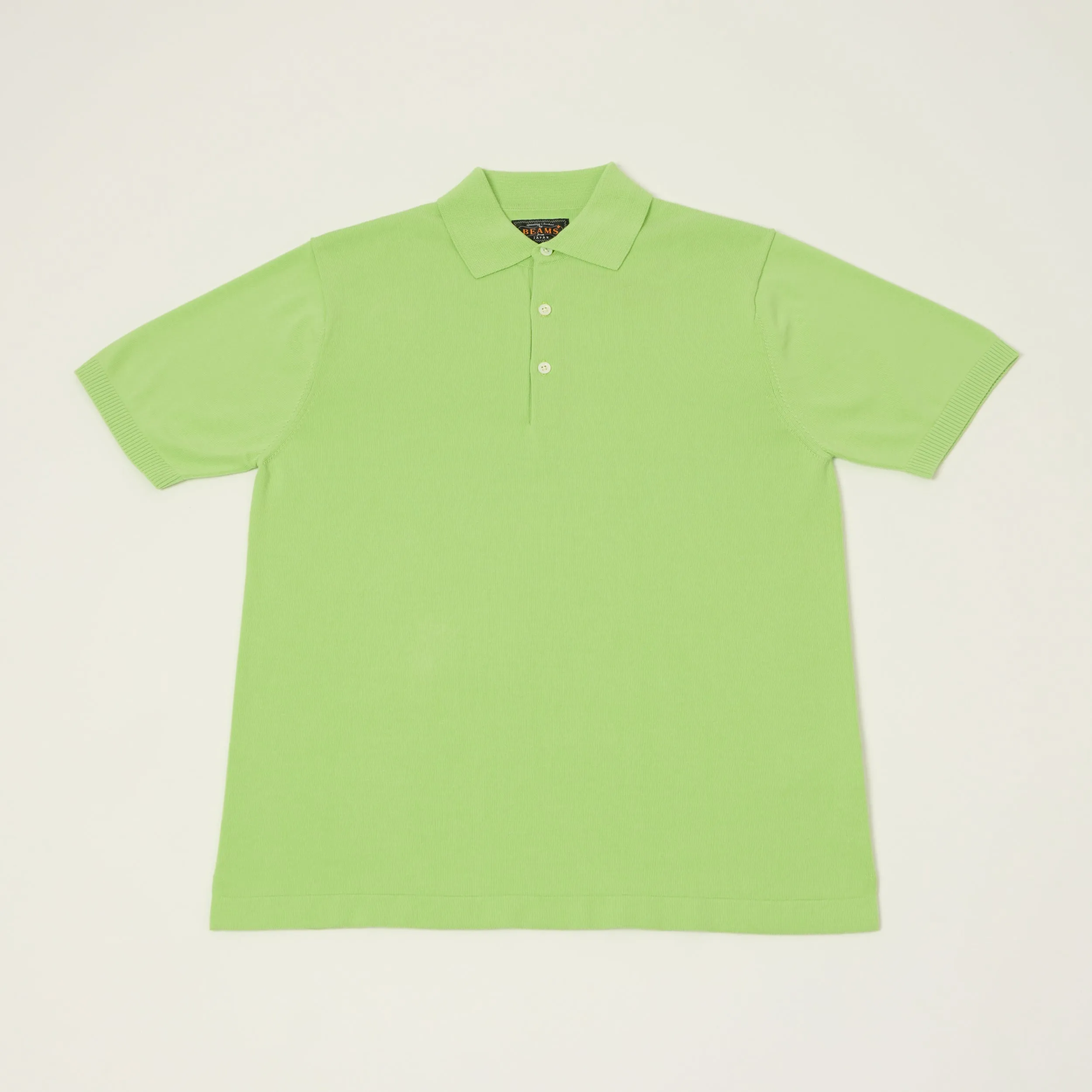 Beams Plus Lightweight Knit Polo Shirt - Light Green sold by Son of a Stag