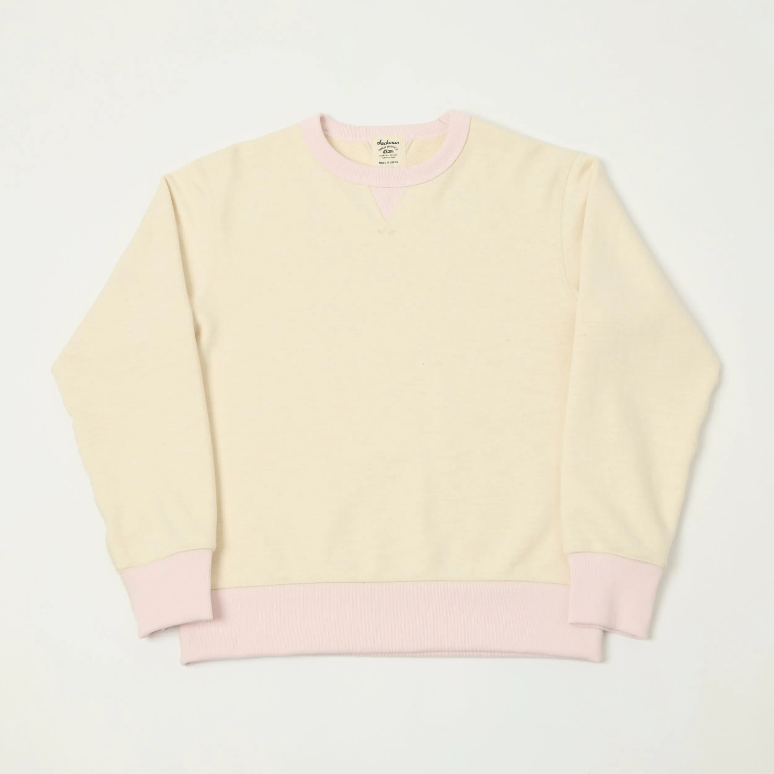 Jackman GG Crewneck Sweatshirt - Ecru/Pink sold by Son of a Stag