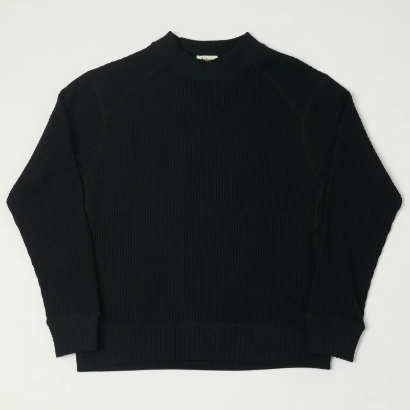 Jackman Midneck Waffle Sweatshirt - Black made by Jackman