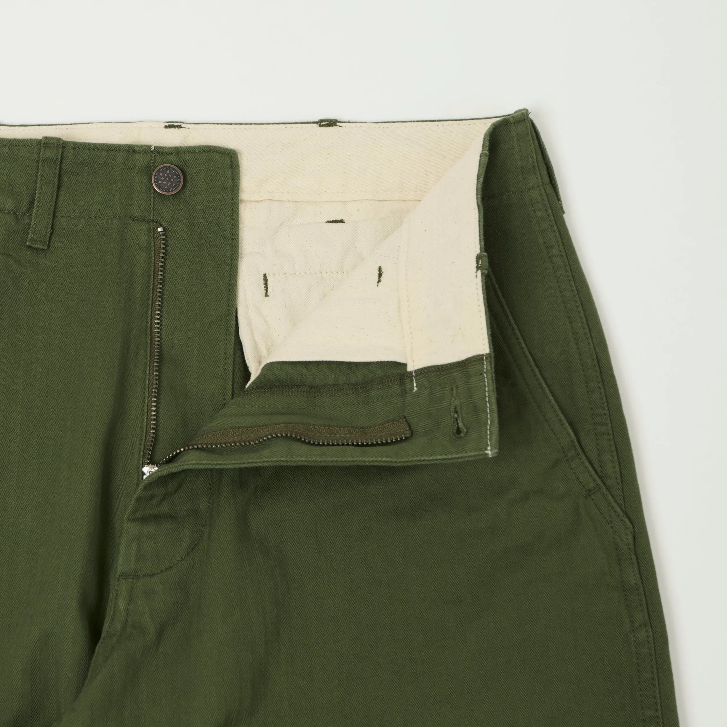 Beams Plus Herringbone Twill Chinos - Olive sold by Son of a Stag product image thumbnail 3