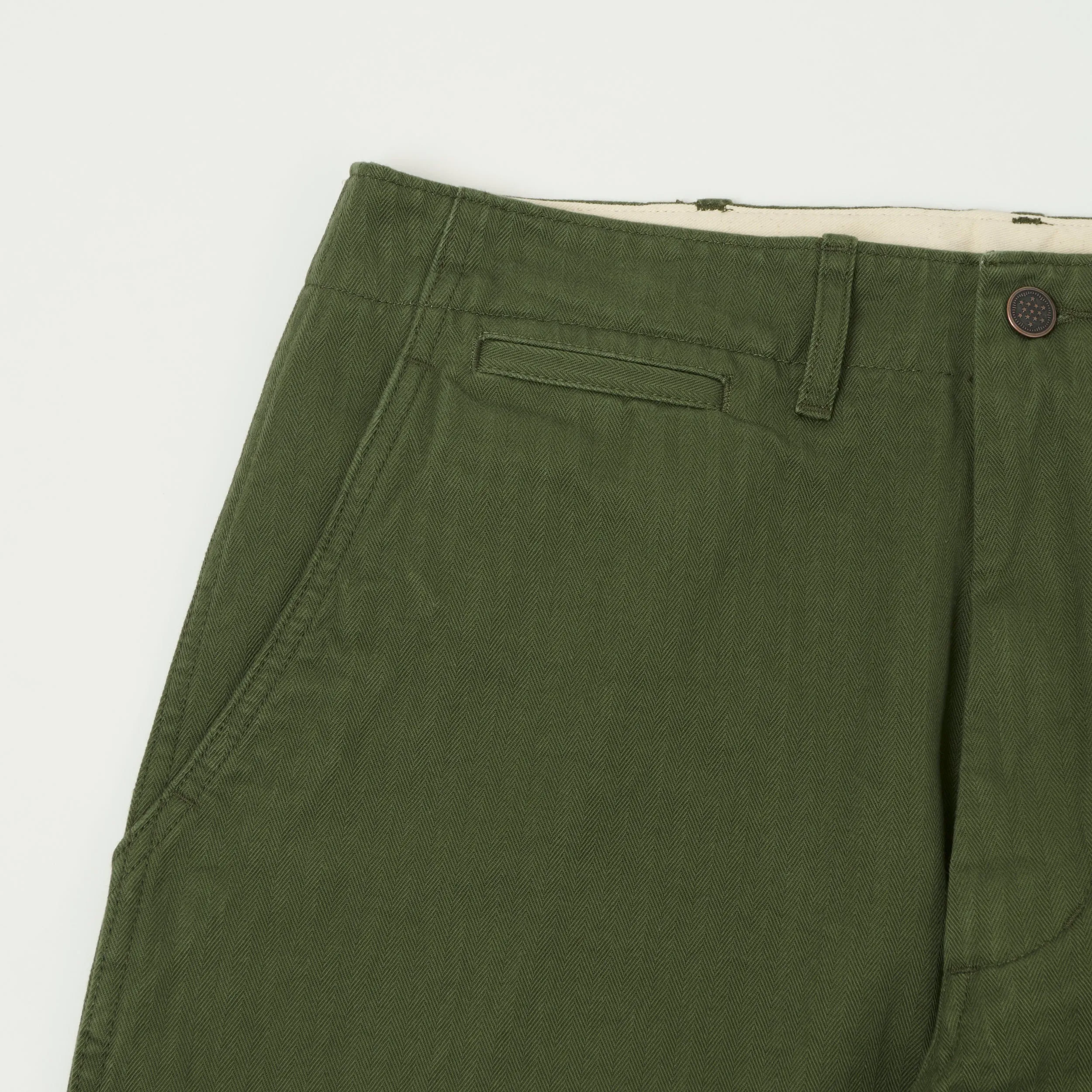Beams Plus Herringbone Twill Chinos - Olive sold by Son of a Stag product image thumbnail 4