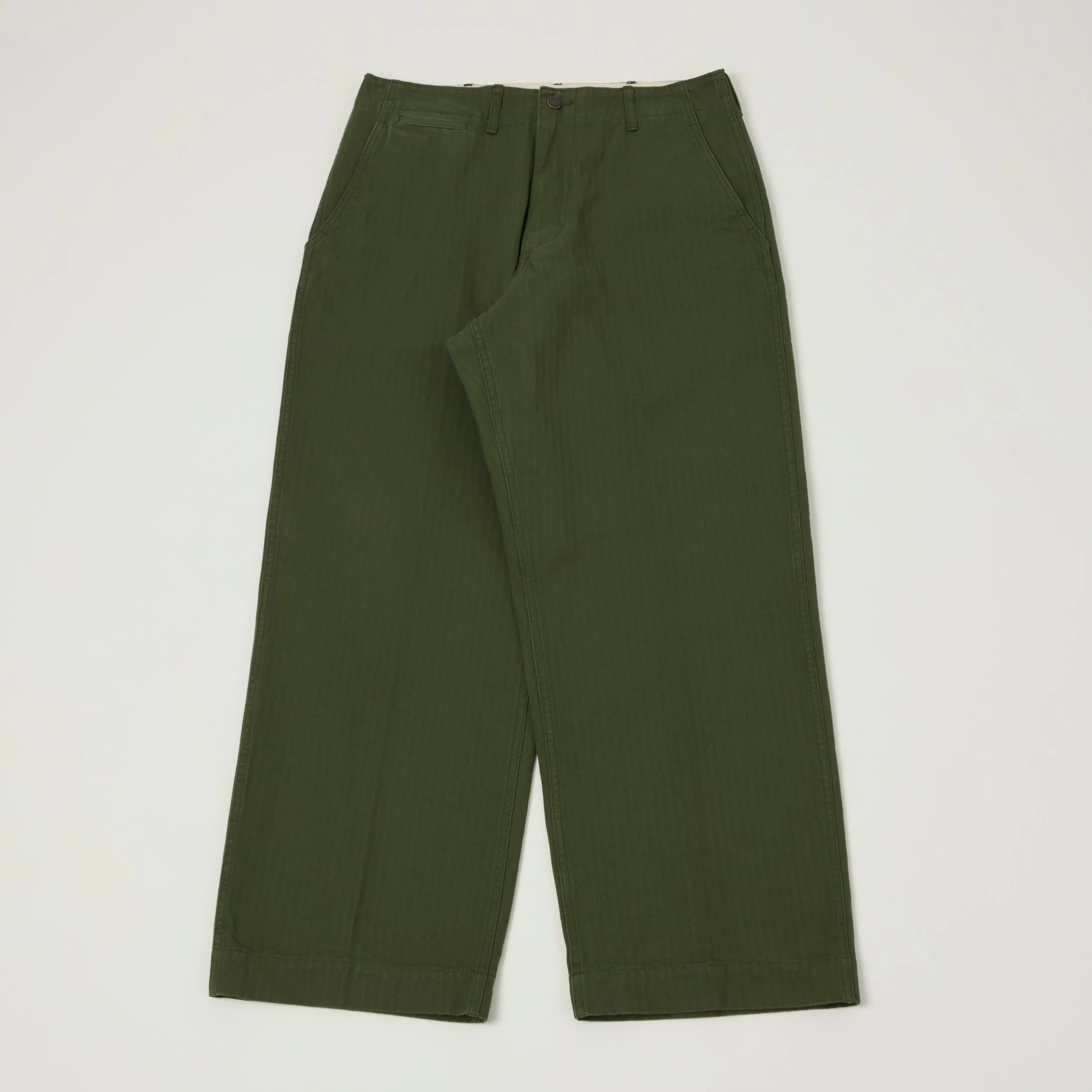 Beams Plus Herringbone Twill Chinos - Olive sold by Son of a Stag
