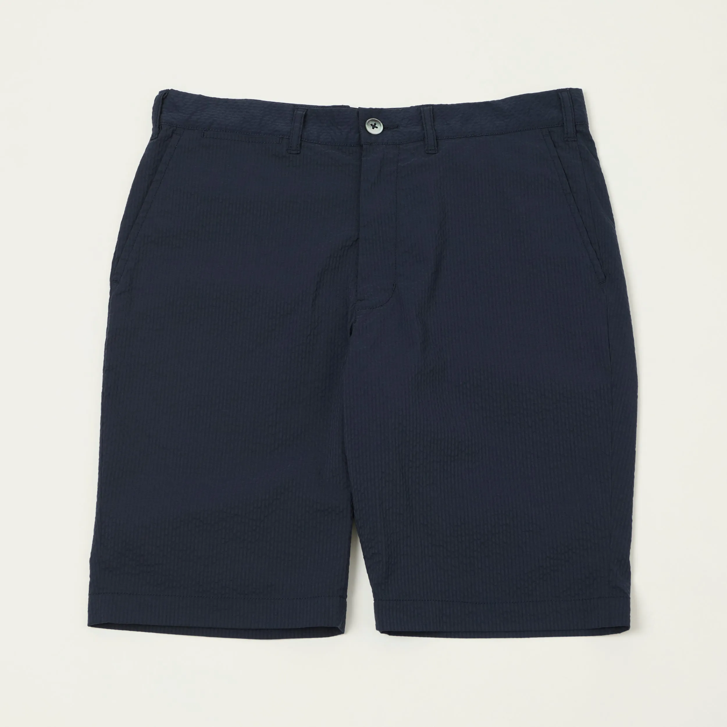 Beams Plus Lighweight Seersucker Shorts - Navy sold by Son of a Stag