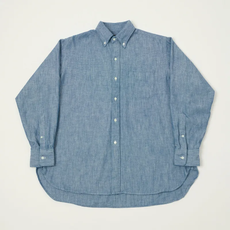 Beams Plus Low Tension Oxford Cloth Button Down Shirt - Light Indigo made by BEAMS PLUS