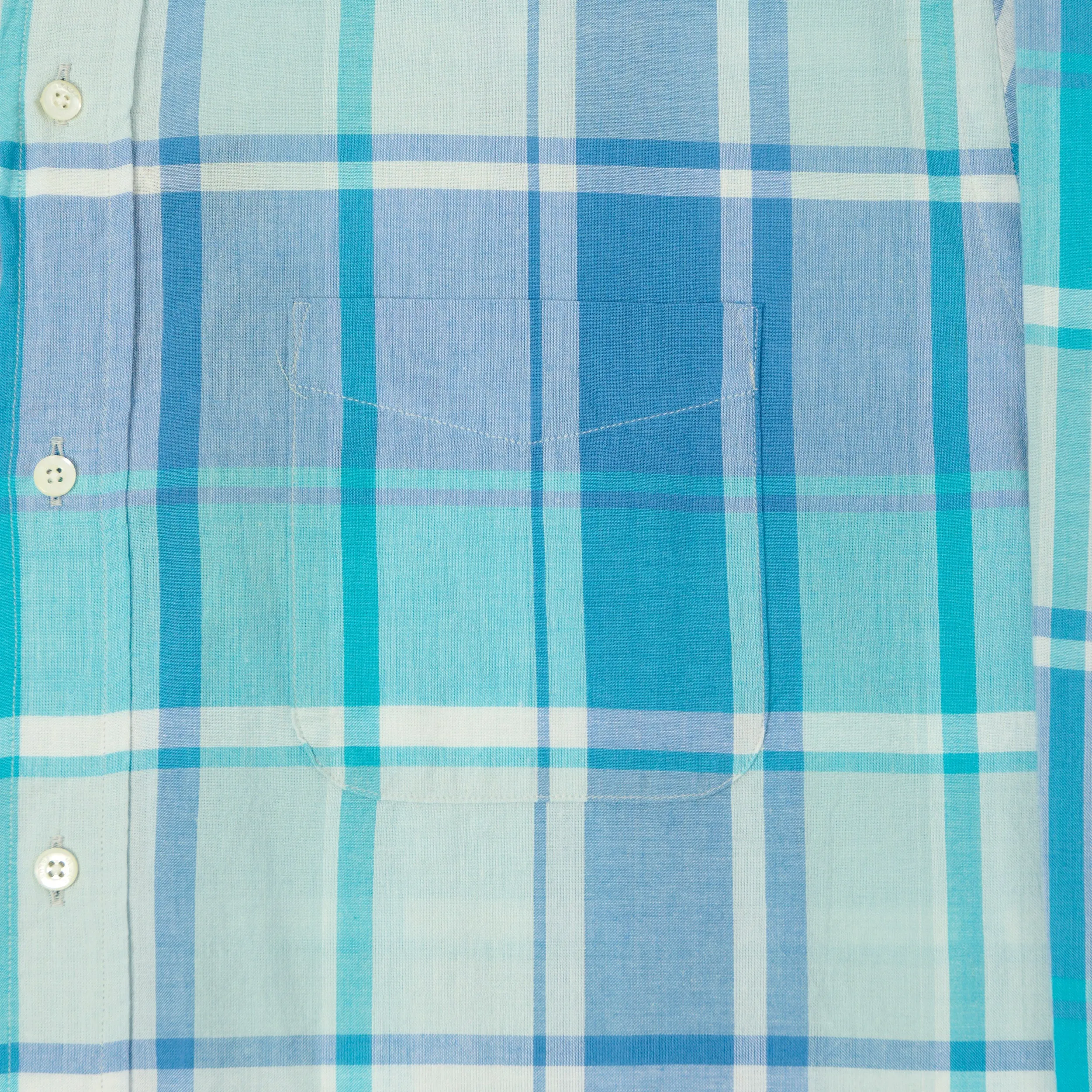 Beams Plus Madras Button Down Shirt - Light Blue sold by Son of a Stag product image thumbnail 3