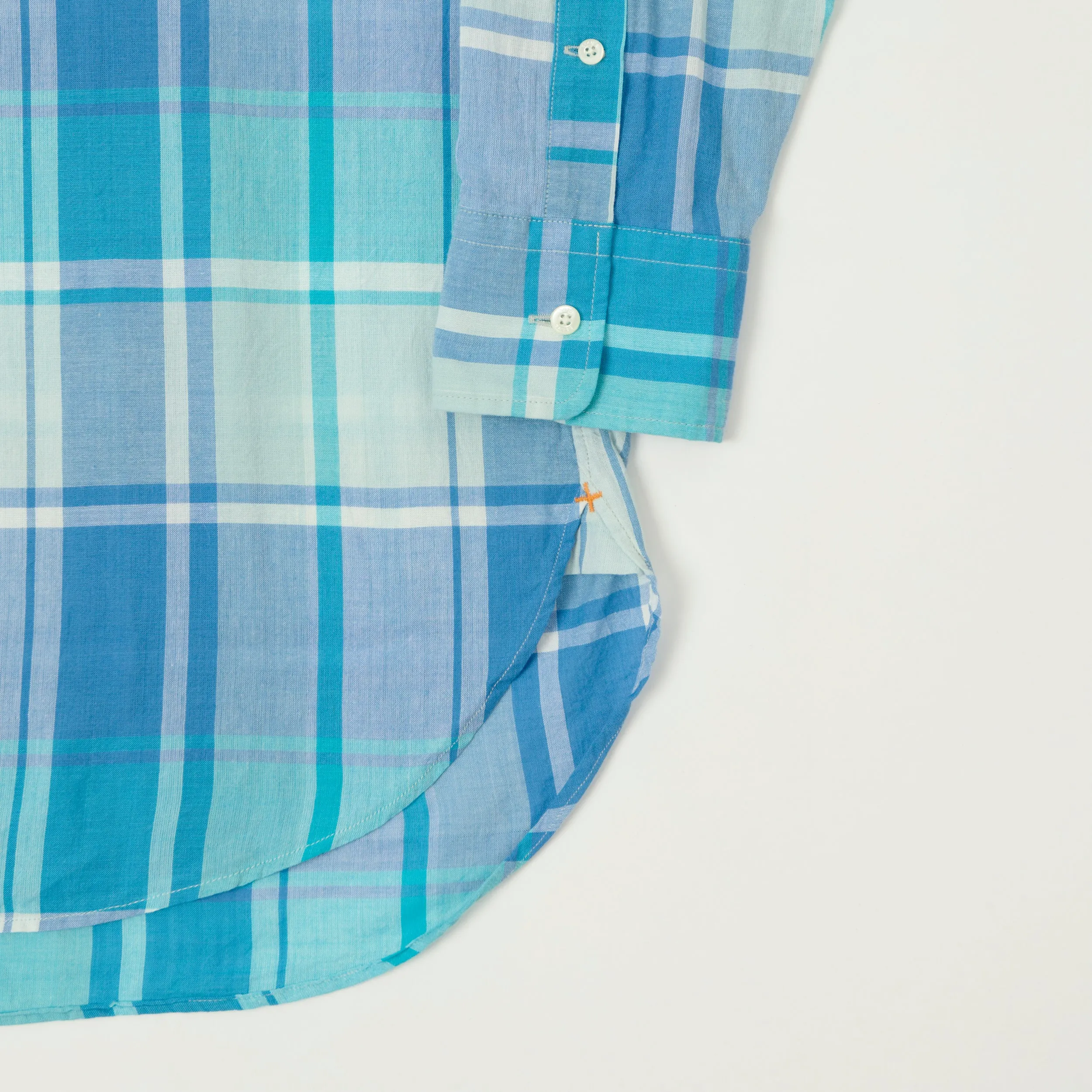Beams Plus Madras Button Down Shirt - Light Blue sold by Son of a Stag product image thumbnail 4