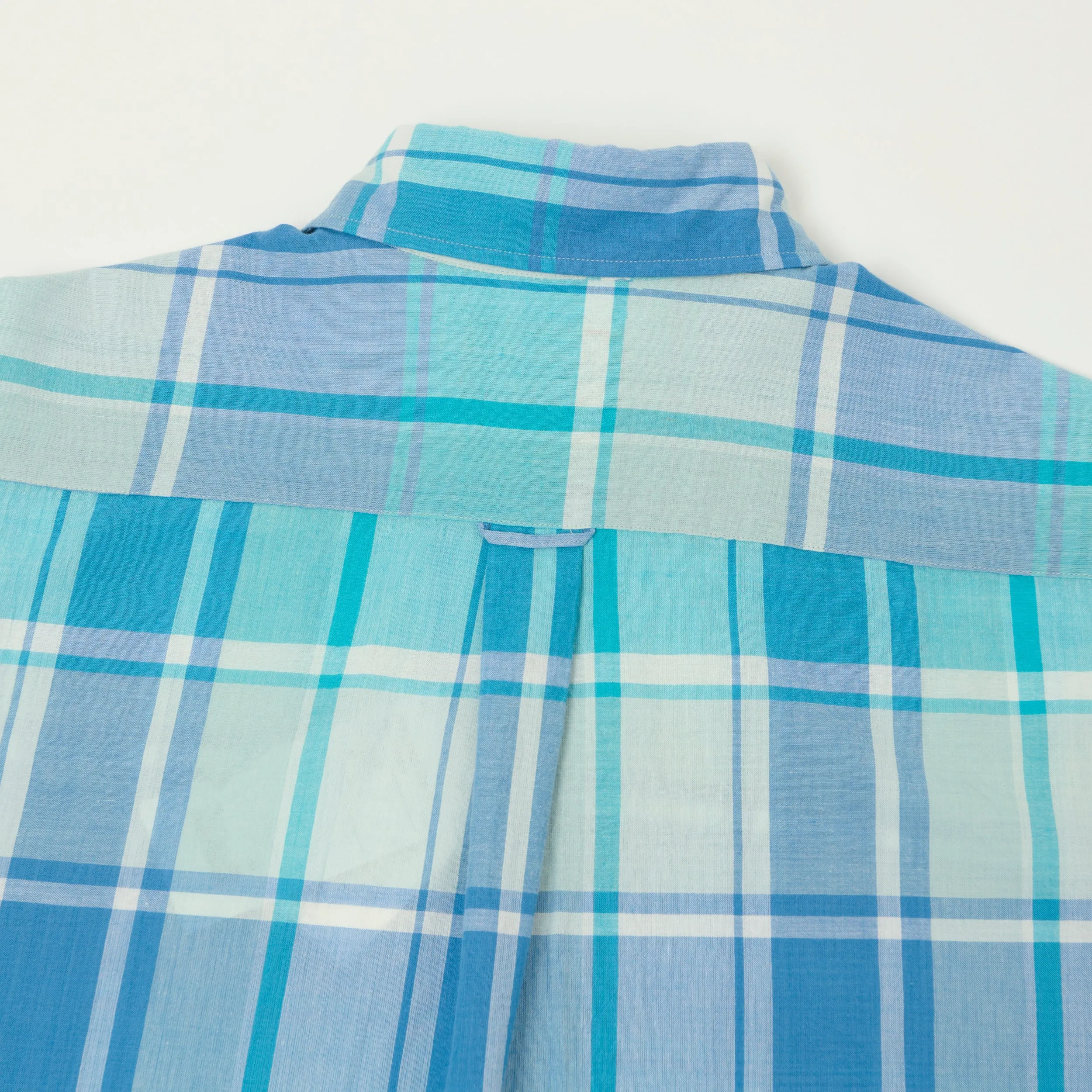 Beams Plus Madras Button Down Shirt - Light Blue sold by Son of a Stag product image thumbnail 5