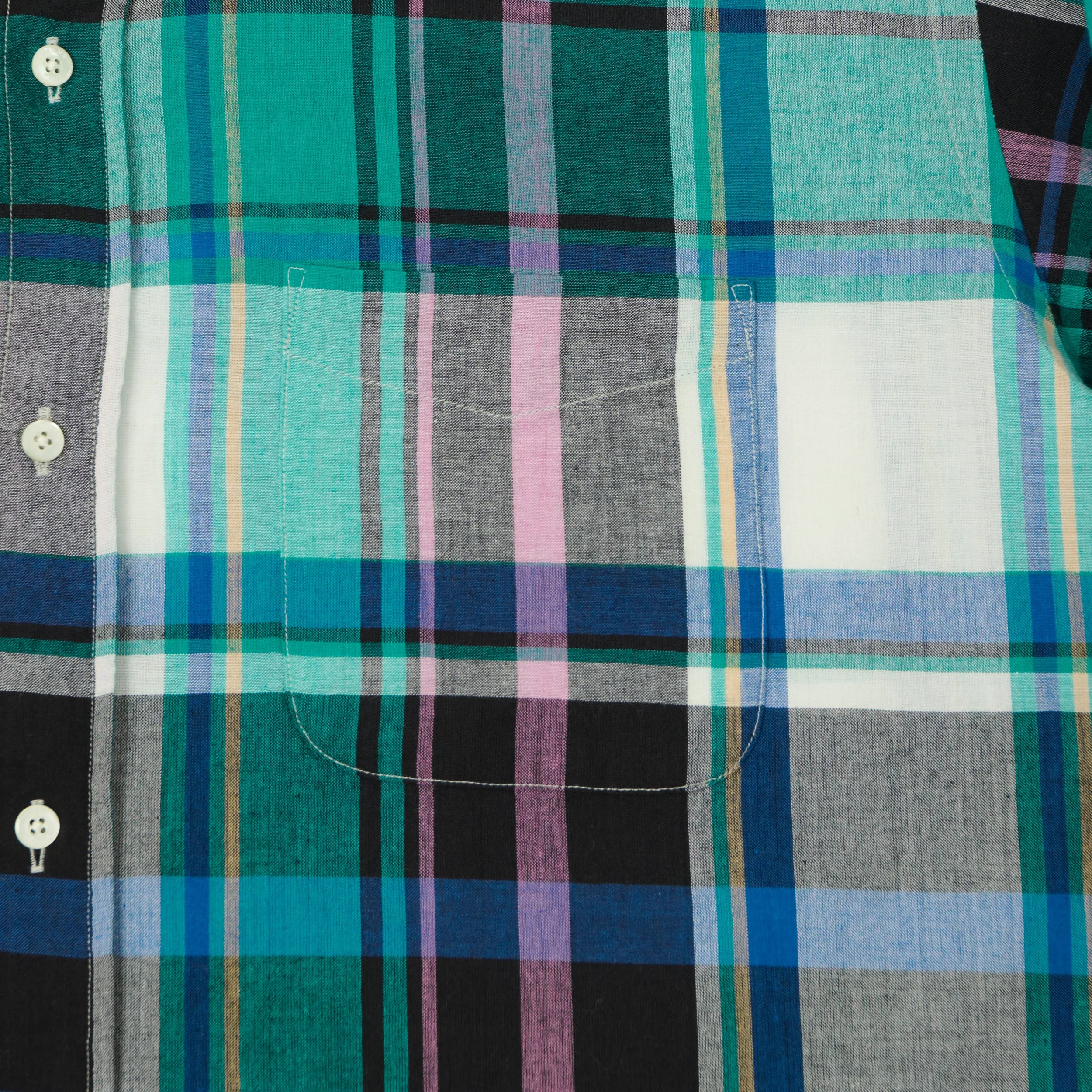 Beams Plus Madras Button Down Shirt - Green sold by Son of a Stag product image thumbnail 4