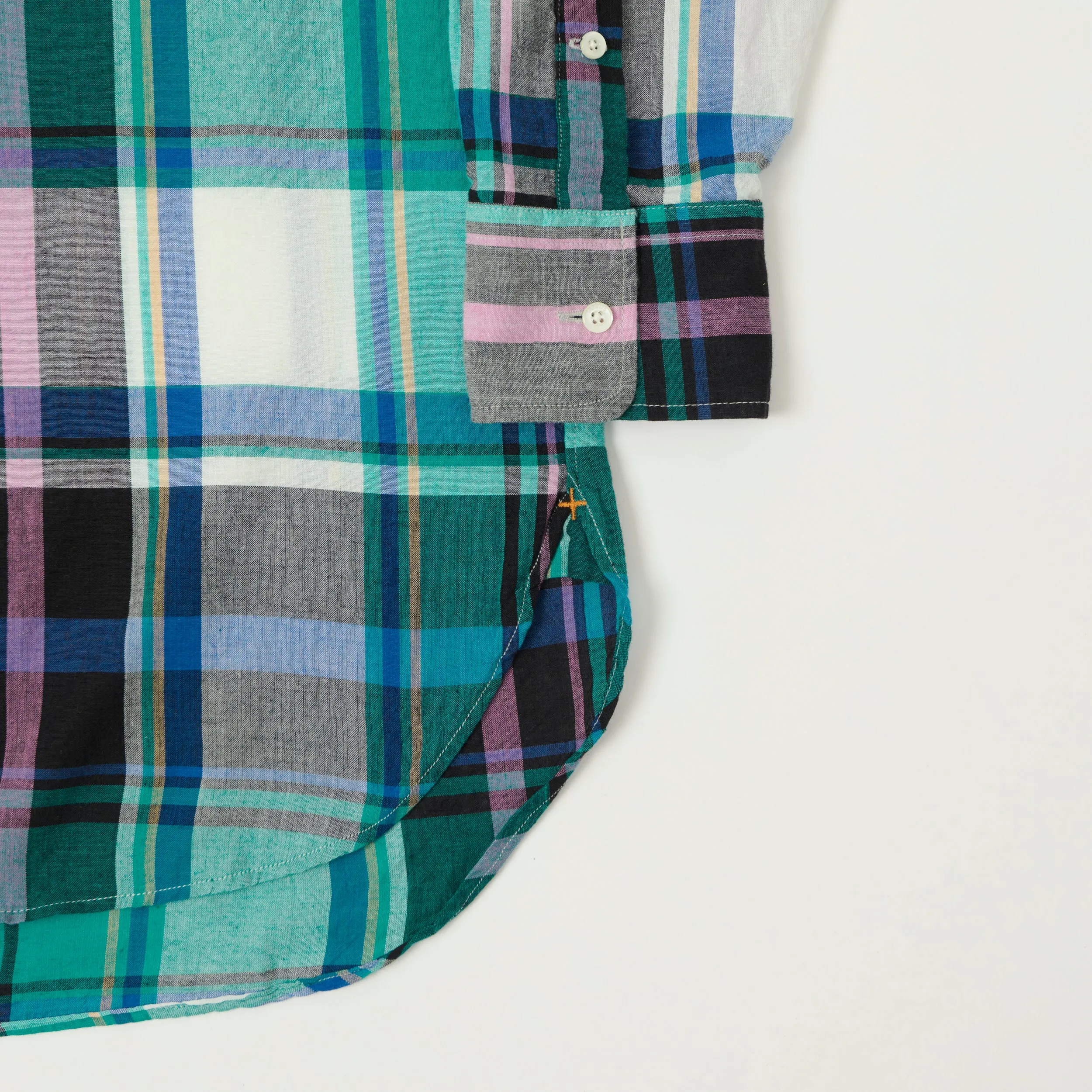 Beams Plus Madras Button Down Shirt - Green sold by Son of a Stag product image thumbnail 3