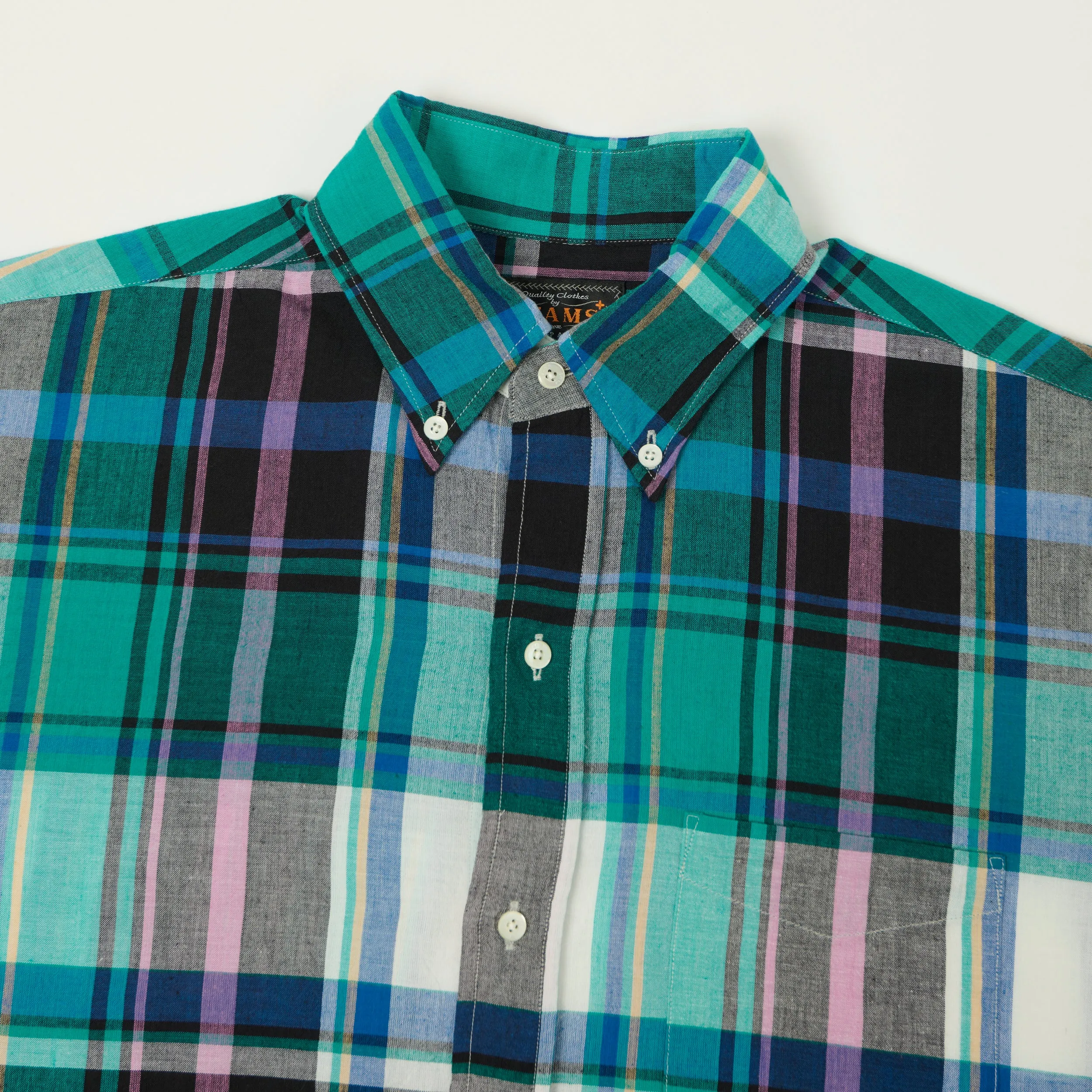 Beams Plus Madras Button Down Shirt - Green sold by Son of a Stag product image thumbnail 2