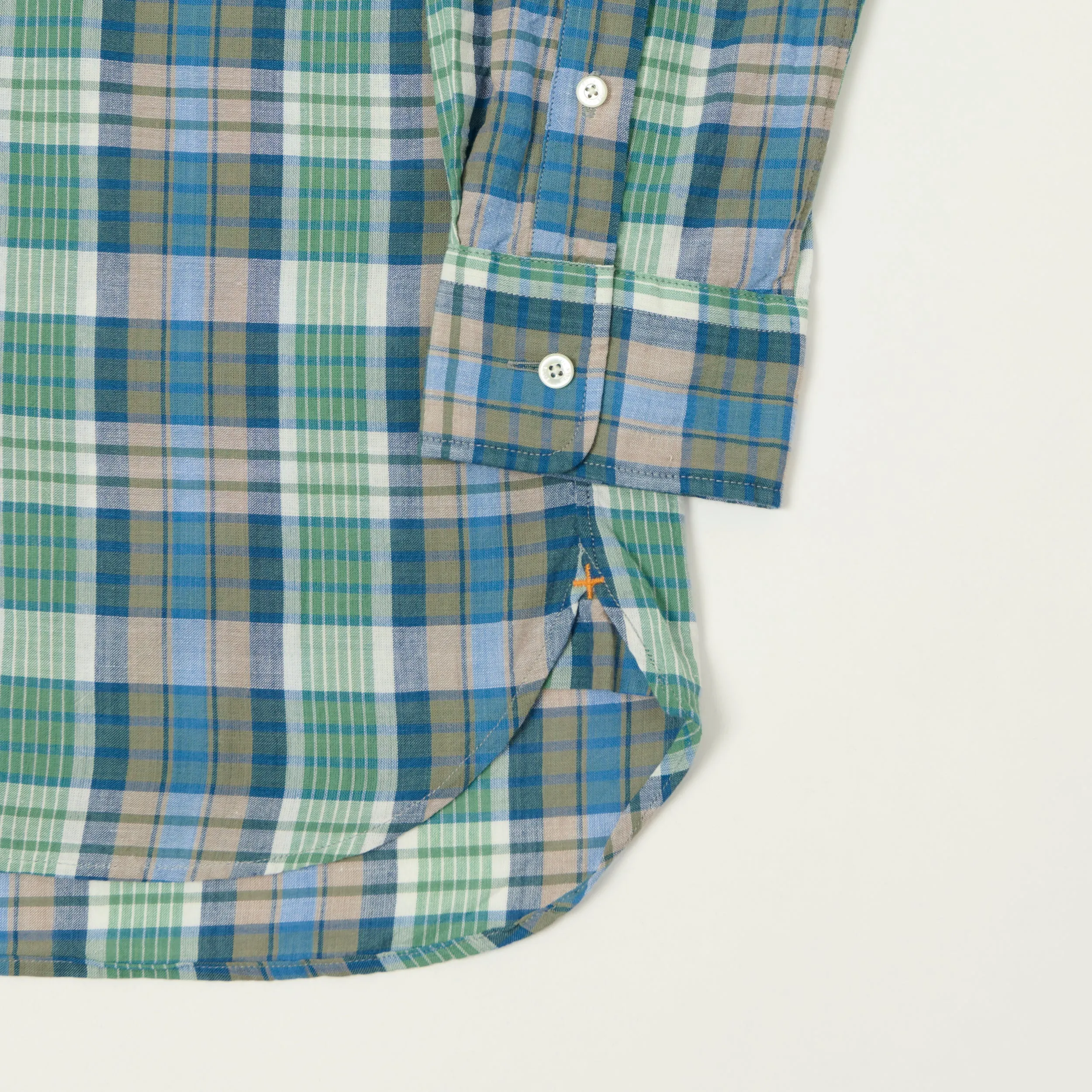 Beams Plus Madras Button Down Shirt - Blue sold by Son of a Stag product image thumbnail 3