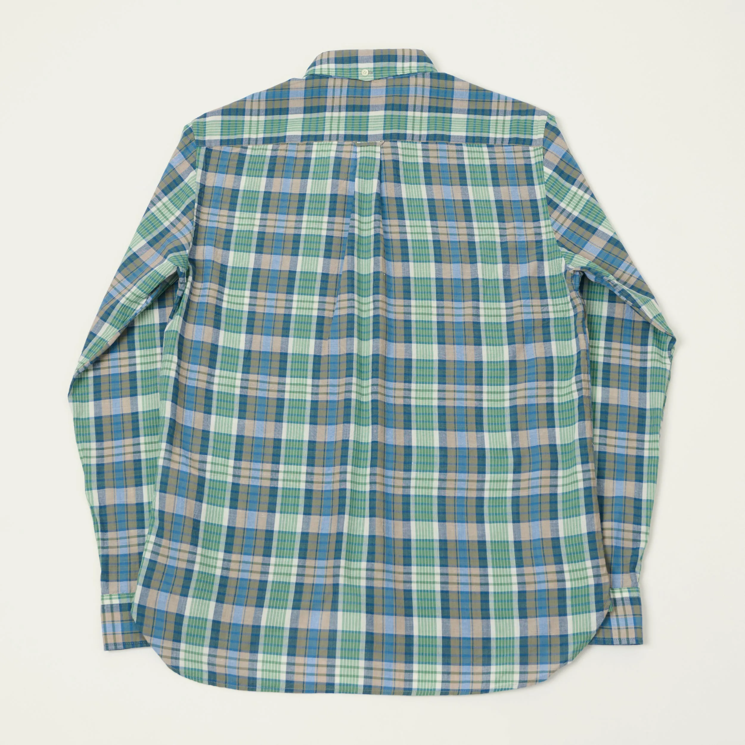 Beams Plus Madras Button Down Shirt - Blue sold by Son of a Stag product image thumbnail 5