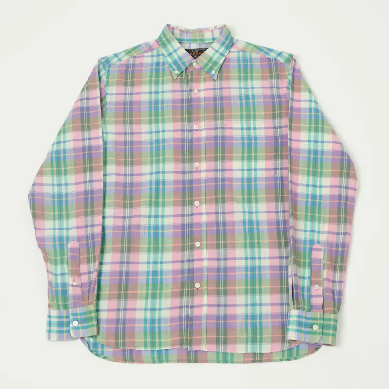 Beams Plus Madras Button Down Shirt - Pink made by BEAMS PLUS