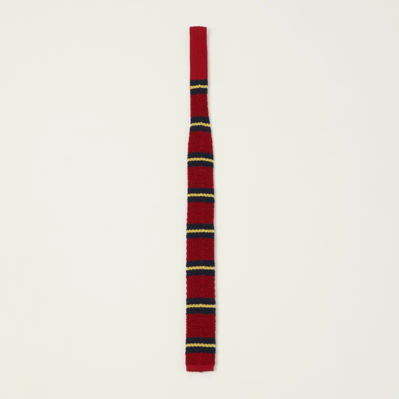 Beams Plus Striped Knitted Tie - Red made by BEAMS PLUS