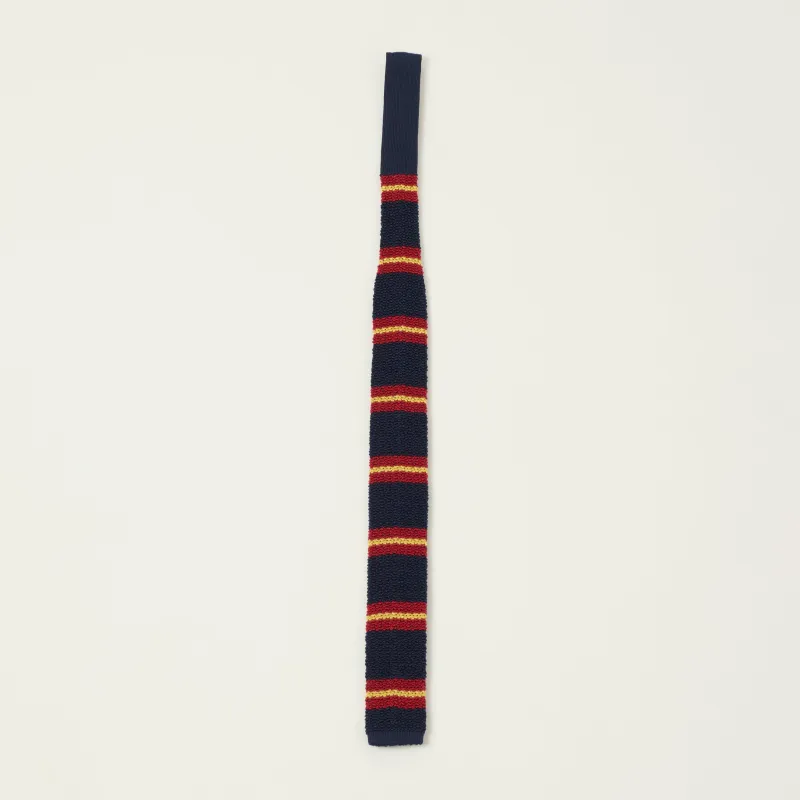 Beams Plus Striped Knitted Tie - Navy made by BEAMS PLUS