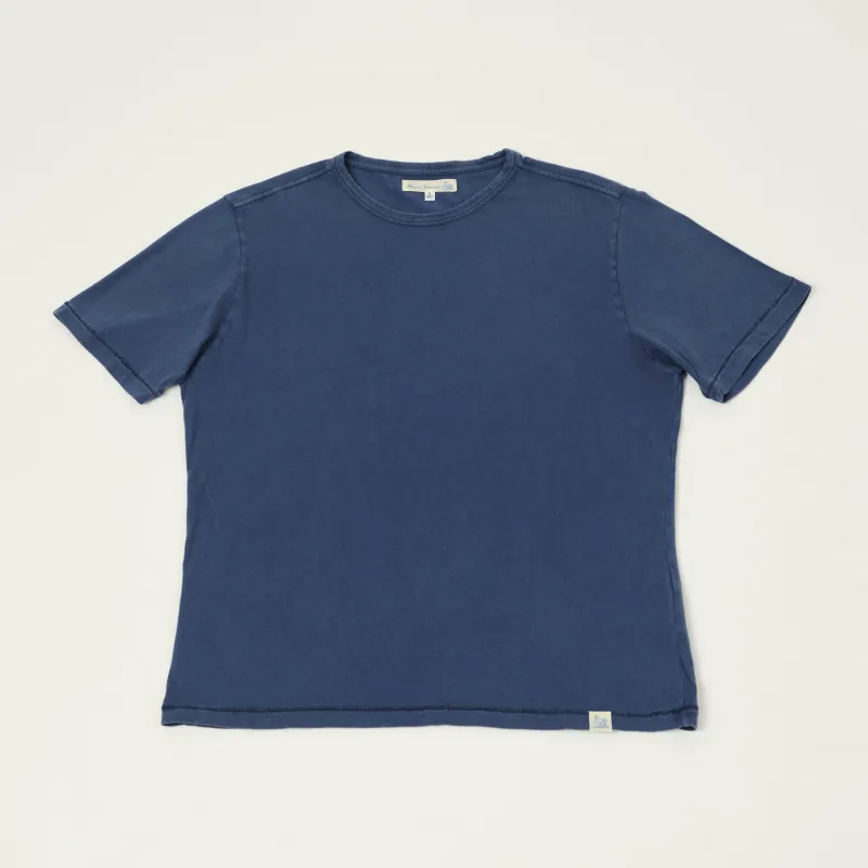 Merz b. Schwanen 'Good Basics' Pima Cotton T-Shirt - Mid Wash Indigo sold by Son of a Stag