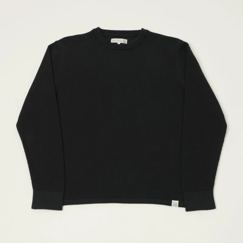 Merz b. Schwanen 'Good Basics' Lightweight Waffle Knit Sweater - Charcoal made by Merz B. Schwanen