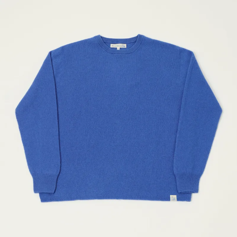 Merz b. Schwanen 'Good Basics' Lightweight Wool-Silk-Cashmere Sweater - Washed Blue sold by Son of a Stag