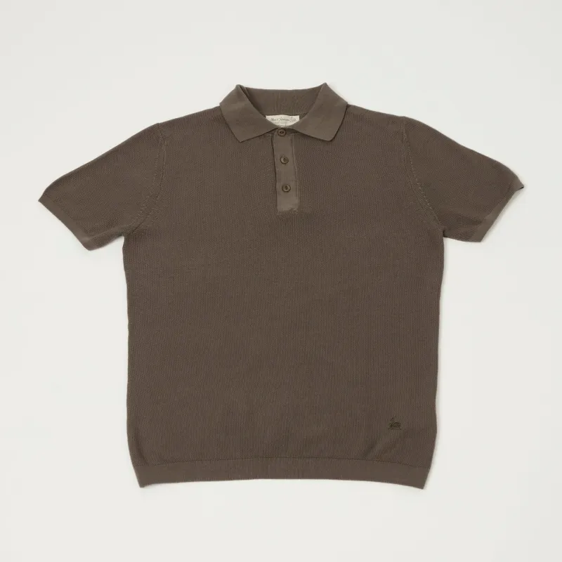 Merz b. Schwanen 'Good Basics' Plant Based Pique Polo Shirt - Grain sold by Son of a Stag