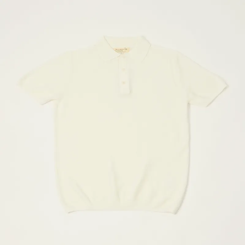 Merz b. Schwanen 'Good Basics' Plant Based Pique Polo Shirt - White made by Merz B. Schwanen