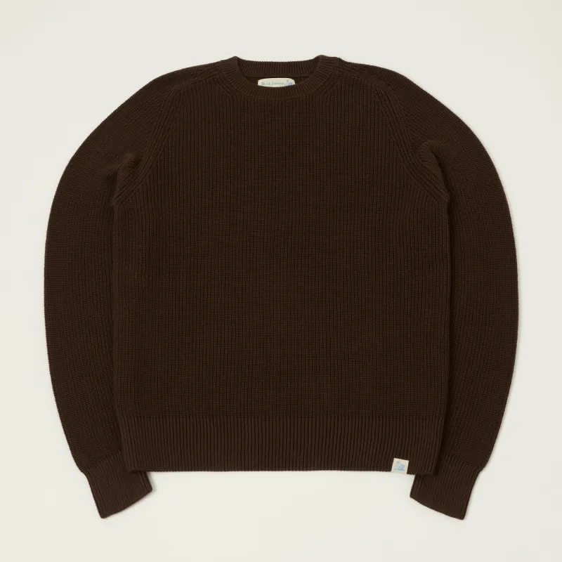 Merz b. Schwanen 'Good Basics' Cotton Ribbed Sweater - Chocolate sold by Son of a Stag