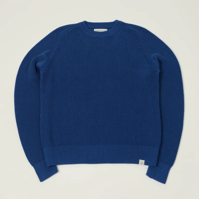 Merz b. Schwanen 'Good Basics' Cotton Ribbed Sweater - Carbon Blue sold by Son of a Stag
