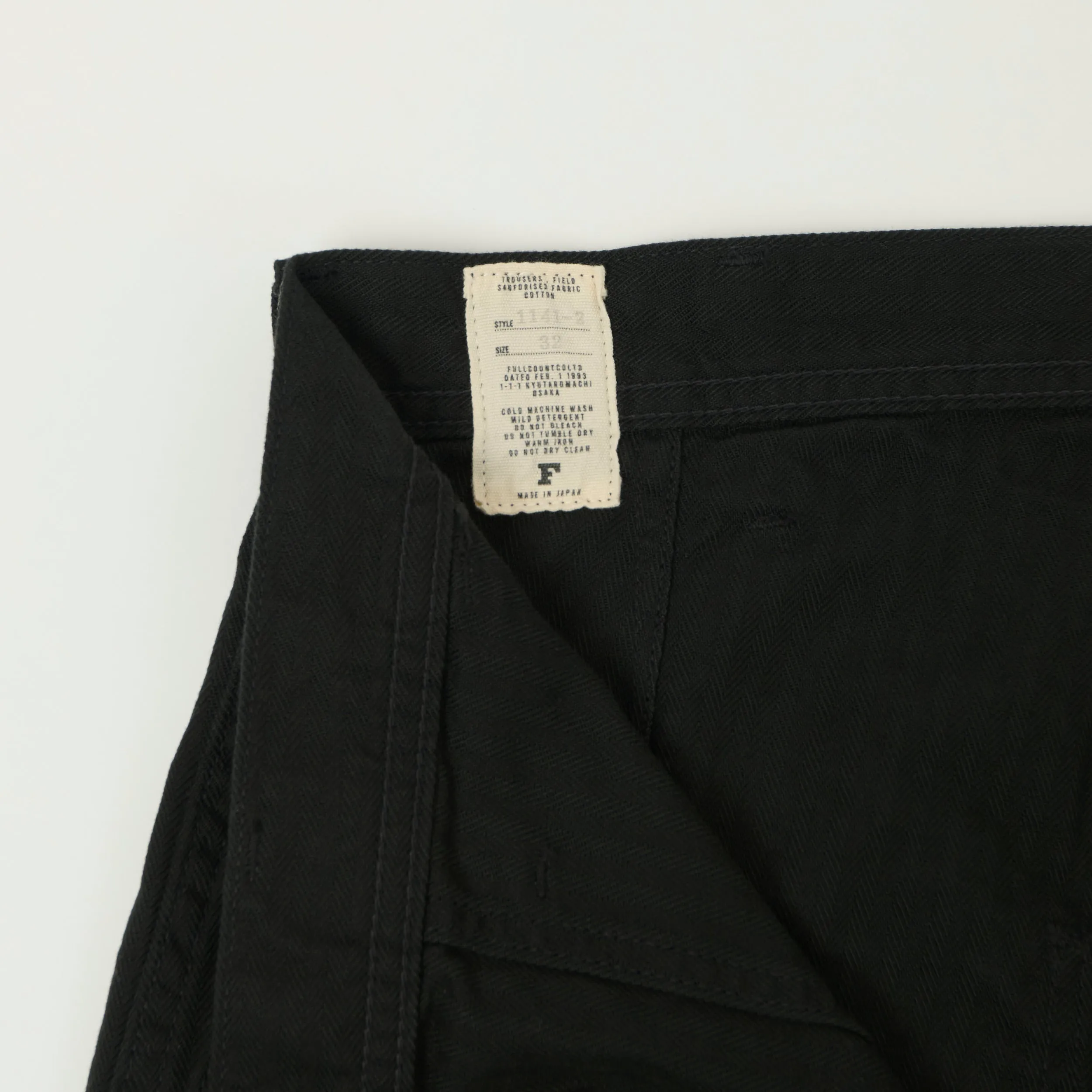 FULLCOUNT 1141 Herringbone Twill U.S. Navy Seamens Trousers - Black sold by Son of a Stag product image thumbnail 4