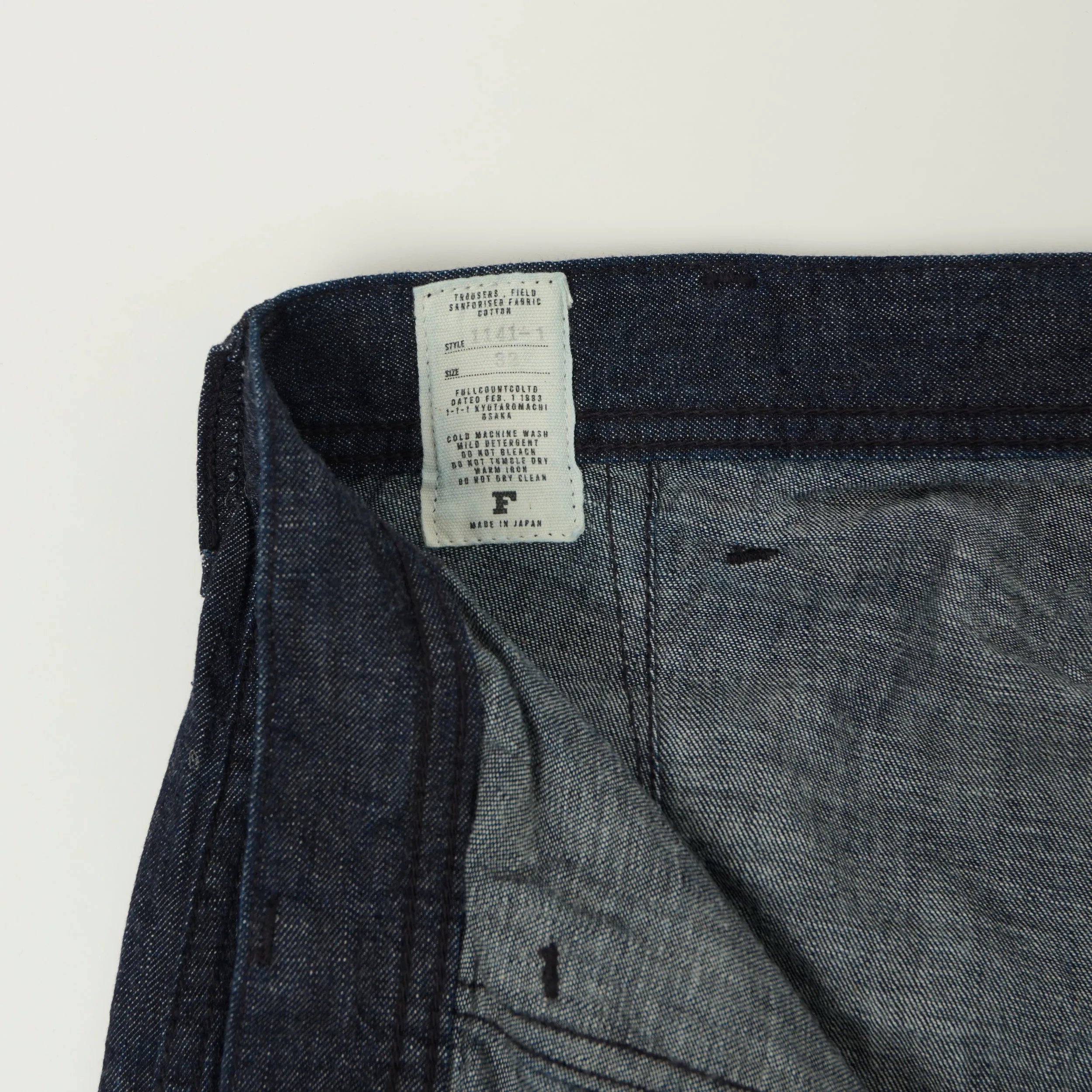 FULLCOUNT 1141 8oz Denim U.S. Navy Seamens Trousers - One Wash sold by Son of a Stag product image thumbnail 3