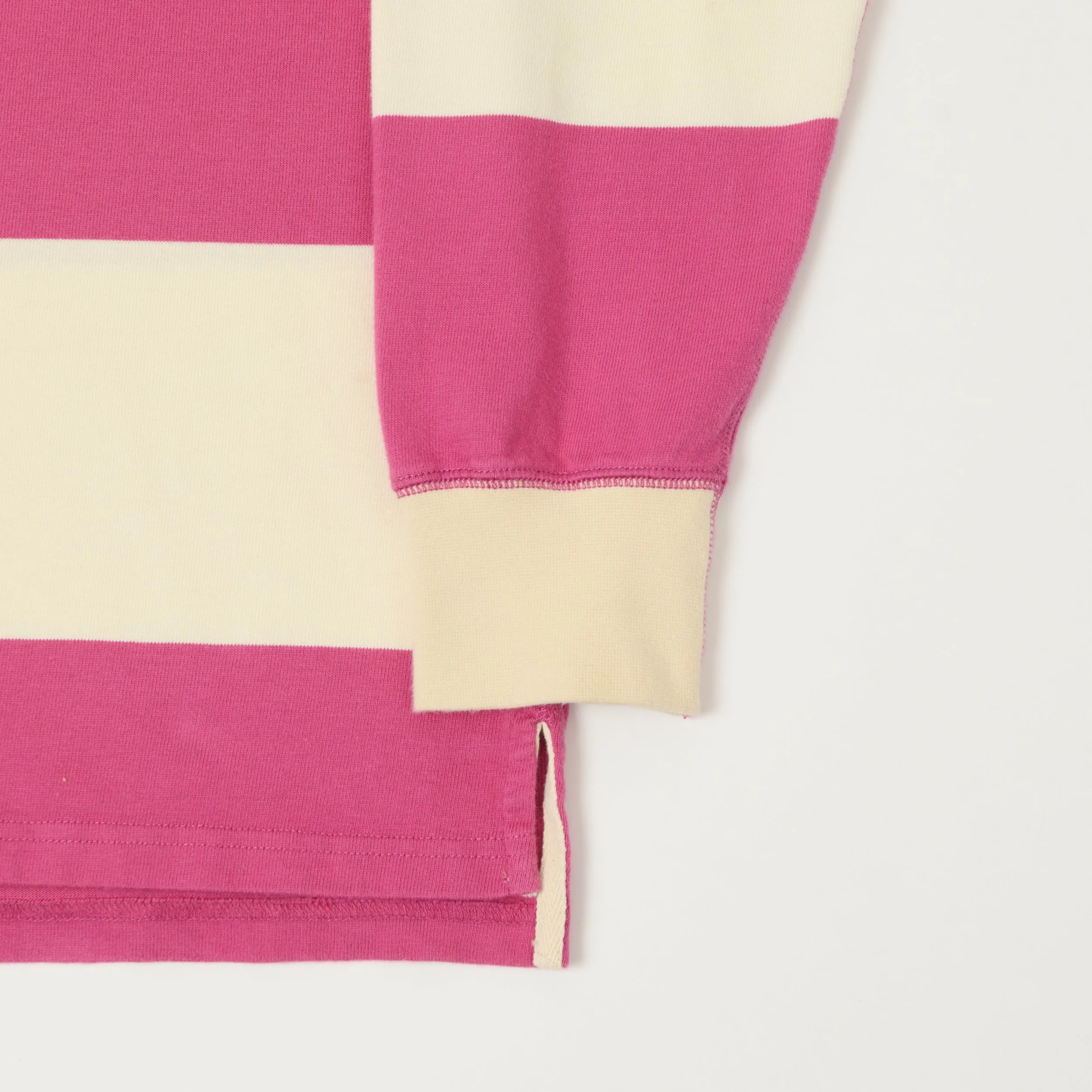 Drake's Grandad Collar Rugby Shirt - Pink/White sold by Son of a Stag product image thumbnail 4