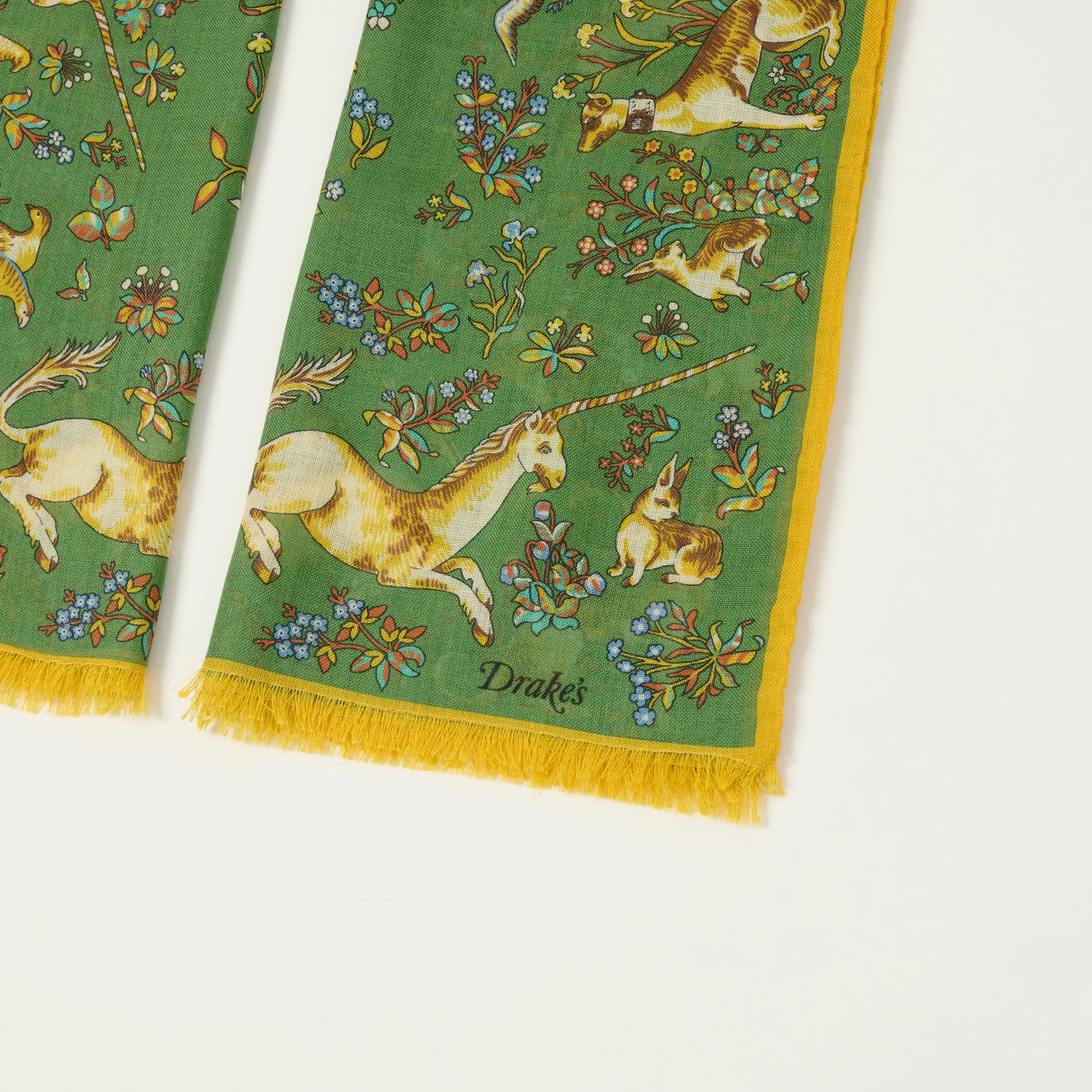 Drake's 'Unicorn' Wool/Silk Scarf - Olive sold by Son of a Stag product image thumbnail 2