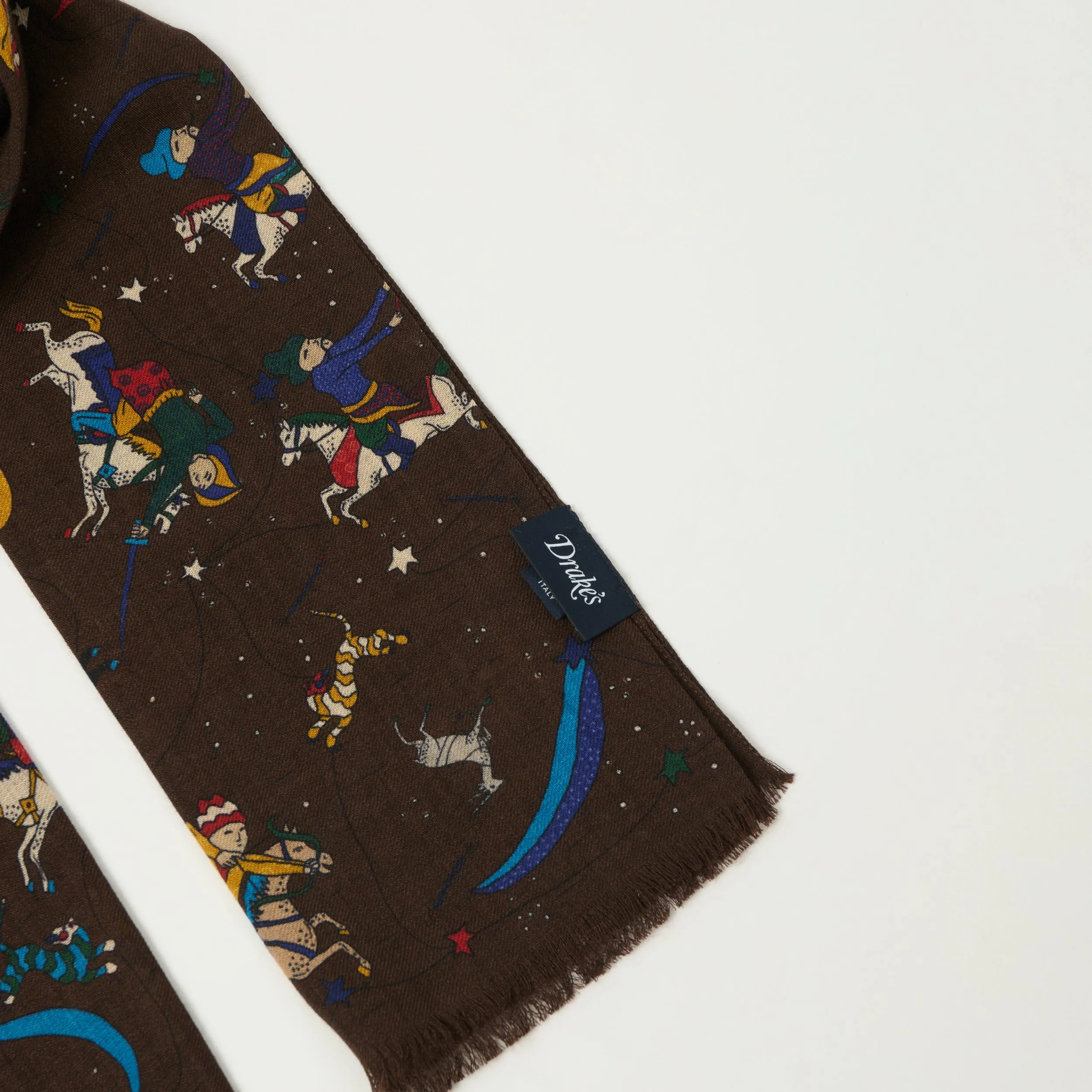 Drake's 'Mughal and Stars' Wool/Silk Scarf - Brown sold by Son of a Stag product image thumbnail 2