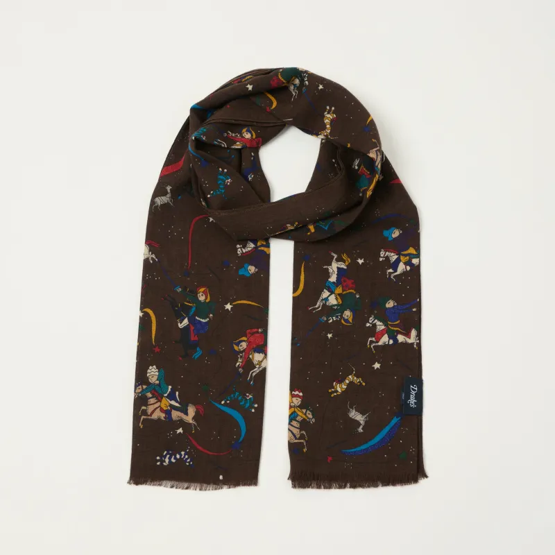 Drake's 'Mughal and Stars' Wool/Silk Scarf - Brown made by Drakes