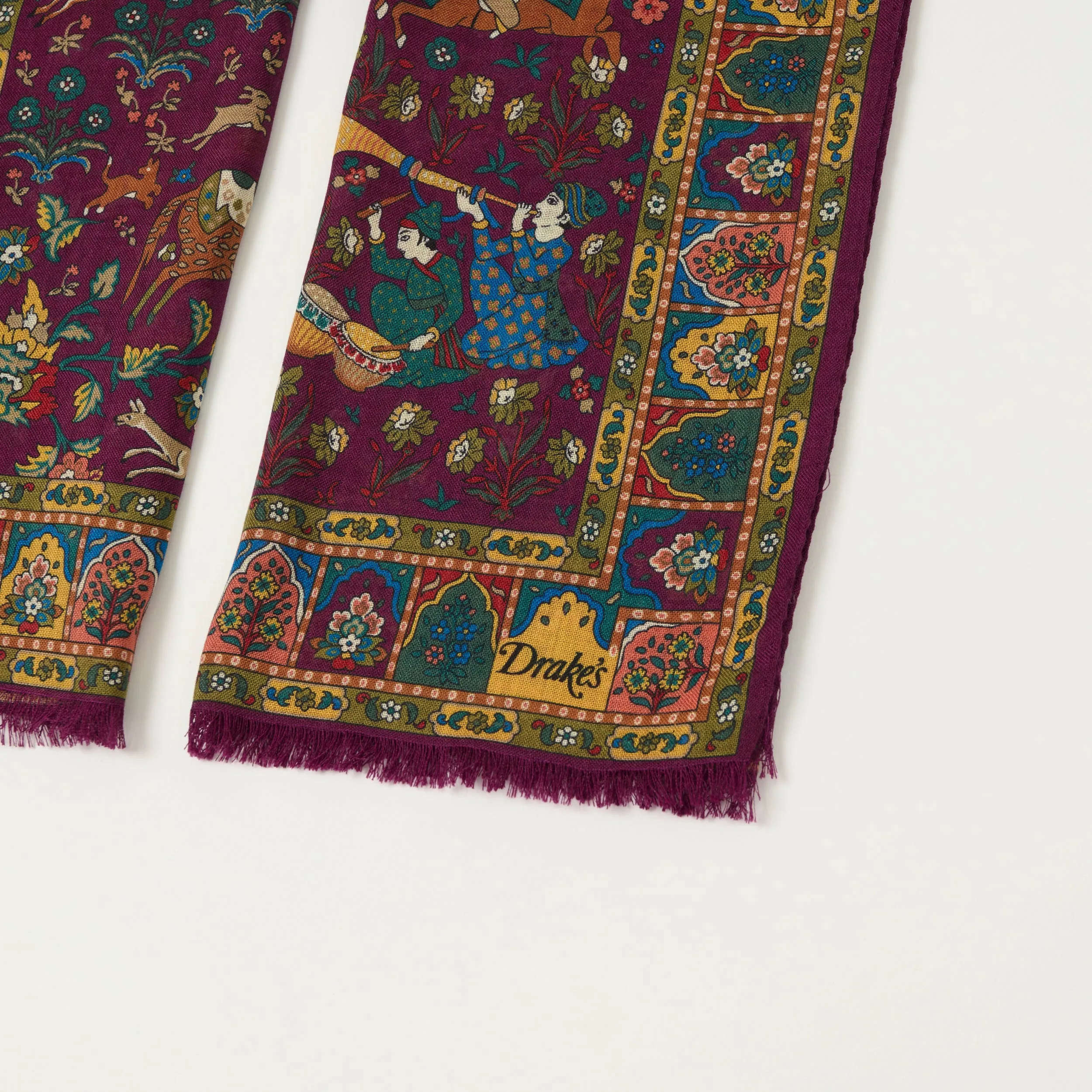 Drake's 'Moghul Garden' Wool/Silk Scarf - Burgundy sold by Son of a Stag product image thumbnail 2