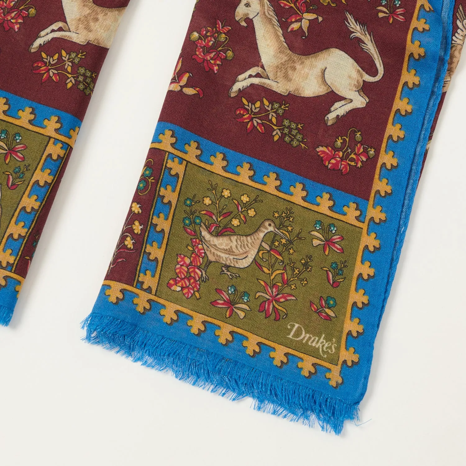Drake's 'Unicorn' Wool/Silk Scarf - Burgundy sold by Son of a Stag product image thumbnail 2