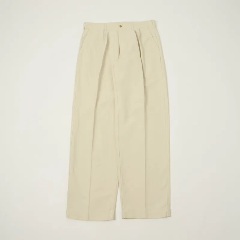 Knickerbocker 'Canal' Pleated Cotton Linen Trouser - Birch made by Knickerbocker