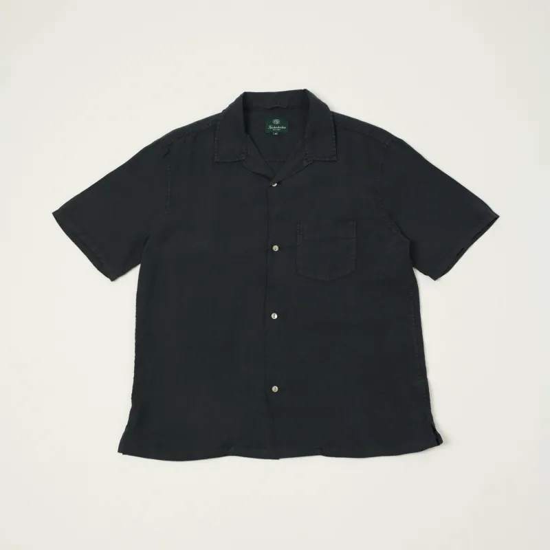 Knickerbocker 'Marina' Linen Camp Shirt - Black made by Knickerbocker